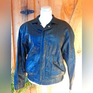 London Fog Leather Bomber Jacket